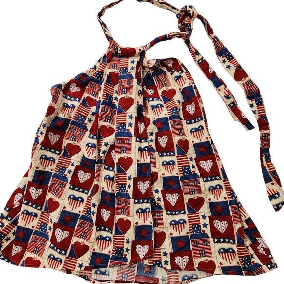Sleeveless Top For Women Large American Flag Hearts Printed Halter Neck Open Top - Picture 1 of 6